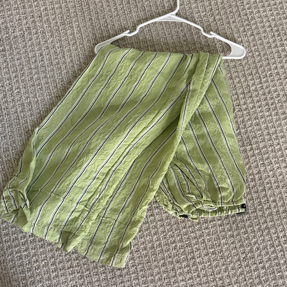 Zara Green Striped Wide Leg Pants